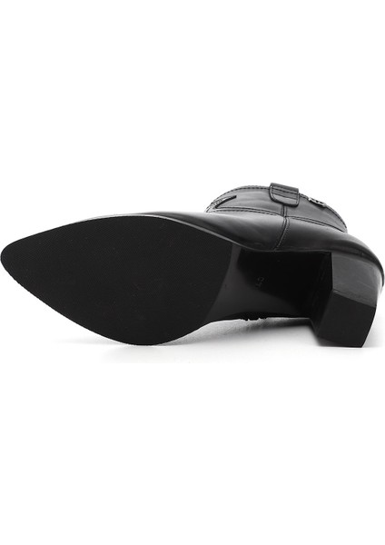 Kadın Siyah Fermuarlı Sivri Burun Hakiki Deri Bot indirimleri