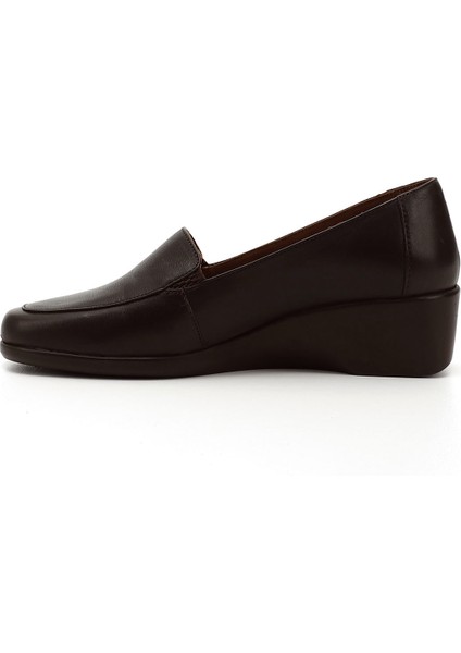 Kadın Kahve Dolgu Taban Hakiki Deri Ayakkabı modelleri