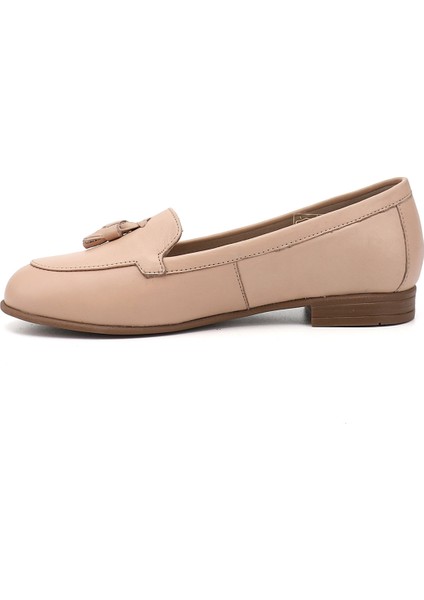 Gön Hakiki Deri Yuvarlak Burun Düz Taban Püsküllü Kadın Babet 24259 modelleri