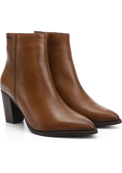 Kadın Taba Fermuarlı Sivri Burun Hakiki Deri Bot fiyatları