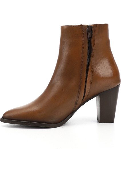 Kadın Taba Fermuarlı Sivri Burun Hakiki Deri Bot modelleri
