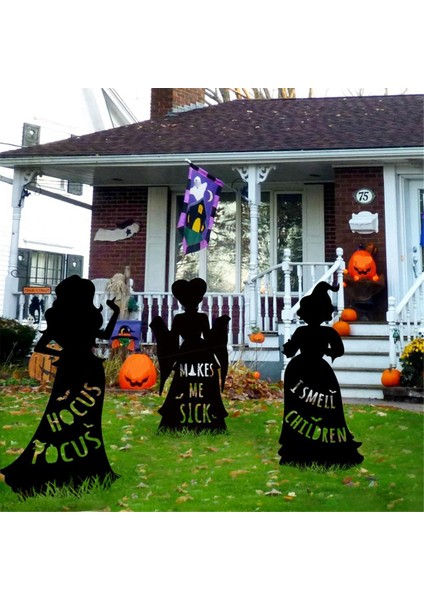 1pcs Cadı Cadılar Bayramı Süslemeleri Açık Siyah Hocus Pocus Cadı, Cadılar Bayramı Siluet Avlu Işaretleri Buğu ile B (Yurt Dışından) modelleri