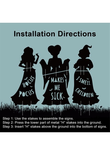 1pcs Cadı Cadılar Bayramı Süslemeleri Açık Siyah Hocus Pocus Cadı, Cadılar Bayramı Siluet Avlu Işaretleri Buğu ile B (Yurt Dışından) fırsatları