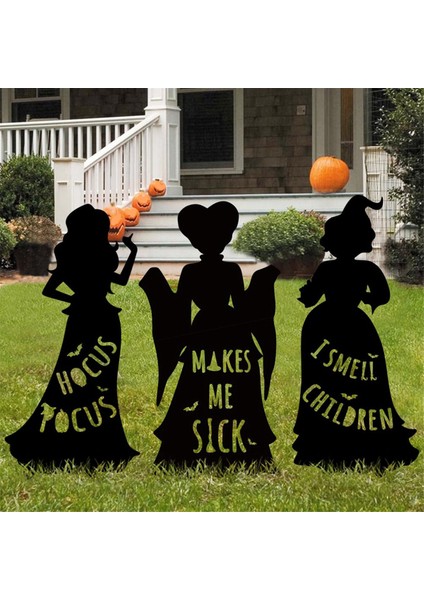 1pcs Cadı Cadılar Bayramı Süslemeleri Açık Siyah Hocus Pocus Cadı, Cadılar Bayramı Siluet Avlu Işaretleri Buğu ile B (Yurt Dışından) indirimleri