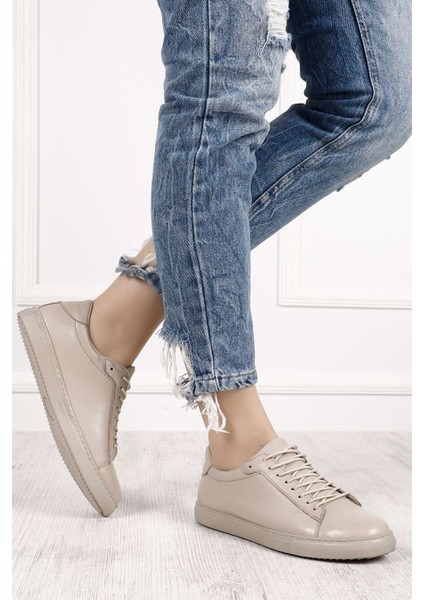 Gön Hakiki Deri Yuvarlak Burun Bağcıklı Kadın Sneaker 24237 fiyatları