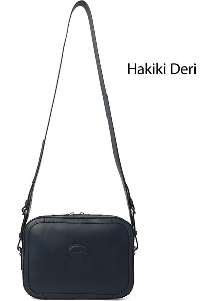 Kadın Lacivert Hakiki Deri Uzun Askılı Omuz Çantası