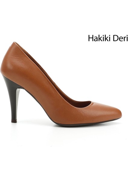 Gön Hakiki Deri Sivri Burun İnce Yüksek Topuklu Stiletto Kadın Ayakkabı 22354