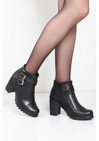 Kadın Siyah Fermuarlı Kalın Topuklu Bot fiyatları
