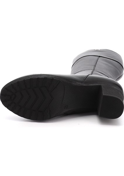 Kadın Siyah Fermuarlı Kalın Topuklu Hakiki Deri Çizme indirimleri