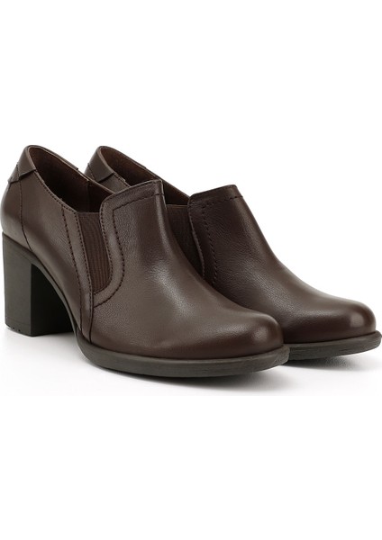 Gön Hakiki Deri Yuvarlak Burun Kalın Topuklu Kauçuk Taban Kadın Ayakkabı 24038 modelleri