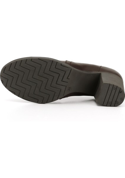 Gön Hakiki Deri Yuvarlak Burun Kalın Topuklu Kauçuk Taban Kadın Ayakkabı 24038 indirimleri