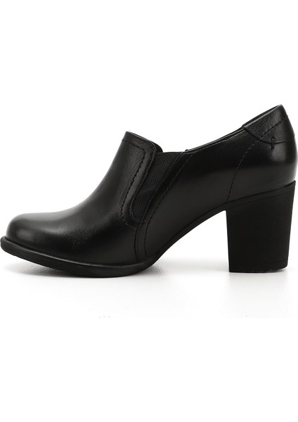 Gön Hakiki Deri Yuvarlak Burun Kalın Topuklu Kauçuk Taban Kadın Ayakkabı 24038 fırsatları