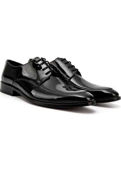 Erkek Siyah Bağcıklı Kösele Taban Hakiki Deri Klasik Ayakkabı modelleri