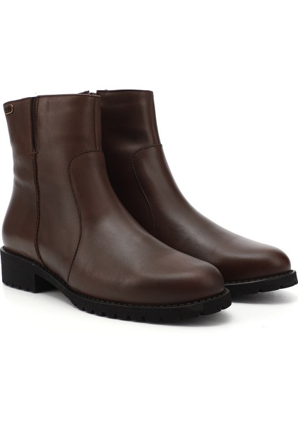 Gön Hakiki Deri Yuvarlak Burun Topuklu Kauçuk Taban Fermuarlı Kadın Günlük Bot 47408 fiyatları