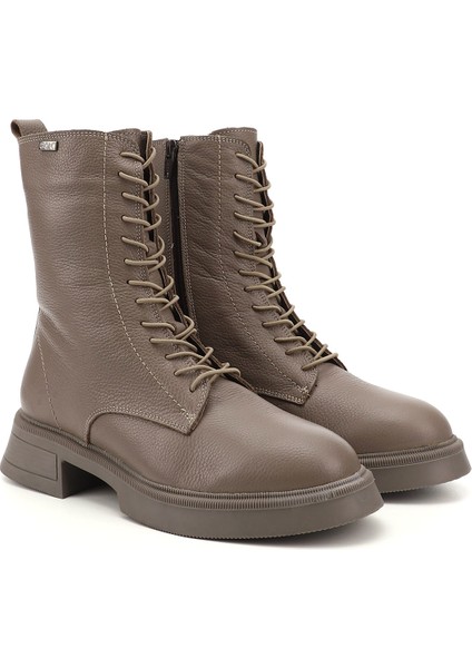 Gön Hakiki Deri Yuvarlak Burun Termo Taban Bağcıklı Fermuarlı Kadın Postal Bot 51455 fiyatları