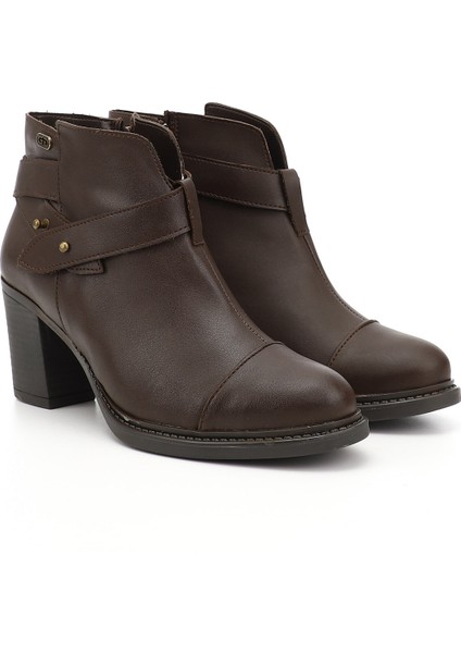 Kadın Kahve Antik Fermuarlı Kalın Topuklu Bot fiyatları