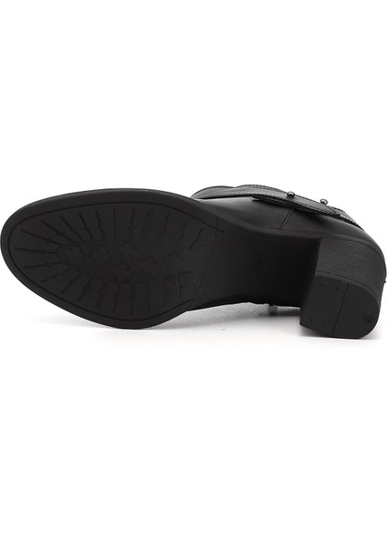 Hakiki Deri Yuvarlak Burun Topuklu Fermuarlı Bantlı Kadın Günlük Bot 54460 indirimleri