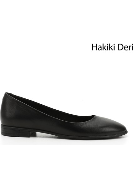 Kadın Siyah Hakiki Deri Babet