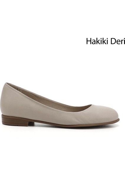 Kadın Antik Bej Hakiki Deri Babet