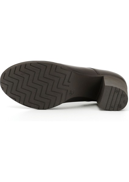 Kadın Kahve Antik Bağcıklı Orta Kalın Topuklu Hakiki Deri Oxford Ayakkabı indirimleri