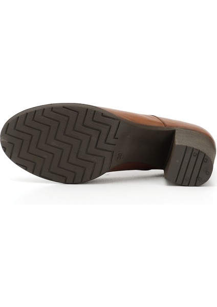 Gön Hakiki Deri Yuvarlak Burun Kalın Topuklu Kauçuk Taban Bağcıklı Kadın Ayakkabı 24071 indirimleri