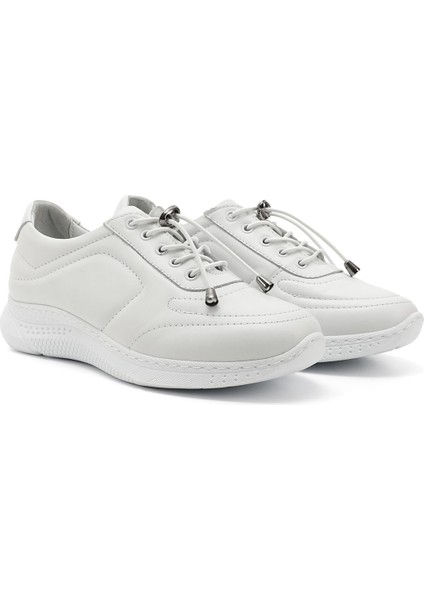 Gön Hakiki Deri Yuvarlak Burun Dolgu Taban Bağcıklı Kadın Sneaker 42320 modelleri