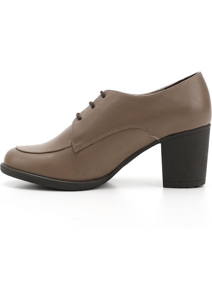 Kadın Vizon Antik Bağcıklı Orta Kalın Topuklu Hakiki Deri Oxford Ayakkabı fırsatları