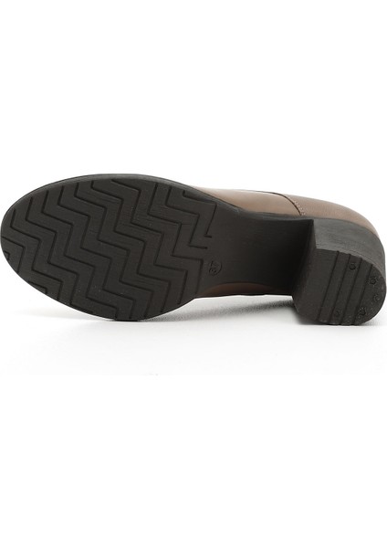 Kadın Vizon Antik Bağcıklı Orta Kalın Topuklu Hakiki Deri Oxford Ayakkabı indirimleri