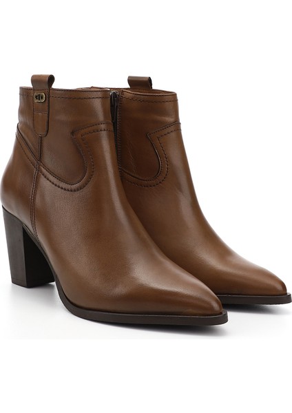 Kadın Taba Fermuarlı Sivri Burun Hakiki Deri Bot fiyatları