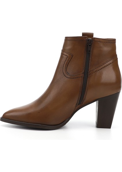 Kadın Taba Fermuarlı Sivri Burun Hakiki Deri Bot modelleri