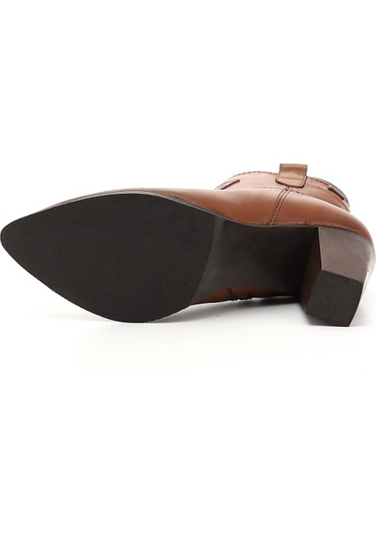 Kadın Taba Fermuarlı Sivri Burun Hakiki Deri Bot indirimleri