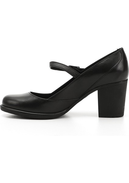 Gön Hakiki Deri Yuvarlak Burun Orta Topuklu Kauçuk Taban Kadın Ayakkabı 24136 fırsatları