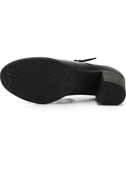 Gön Hakiki Deri Yuvarlak Burun Orta Topuklu Kauçuk Taban Kadın Ayakkabı 24136 indirimleri