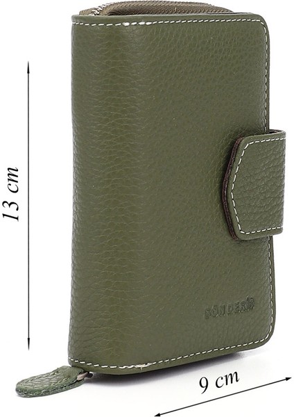 Kadın Yeşil - Kahve Dikey Hakiki Deri Cüzdan fiyatları