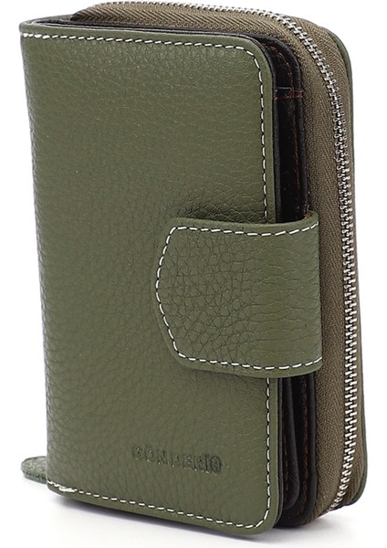 Kadın Yeşil - Kahve Dikey Hakiki Deri Cüzdan modelleri