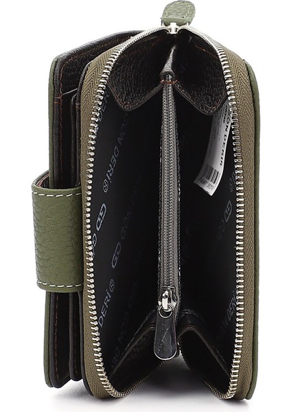 Kadın Yeşil - Kahve Dikey Hakiki Deri Cüzdan indirimleri