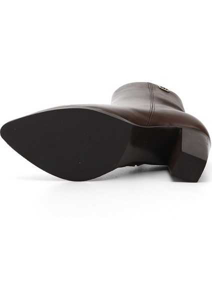 Kadın Kahve Fermuarlı Sivri Burun Hakiki Deri Bot fırsatları
