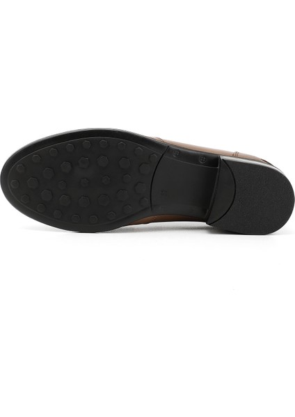 Gön Hakiki Deri Yuvarlak Burun Kısa Topuklu Loafer Kadın Günlük Ayakkabı 24138 fırsatları