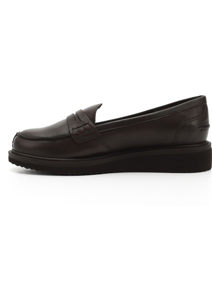 Kadın Kahve Antik Dolgu Taban Hakiki Deri Loafer Ayakkabı fırsatları