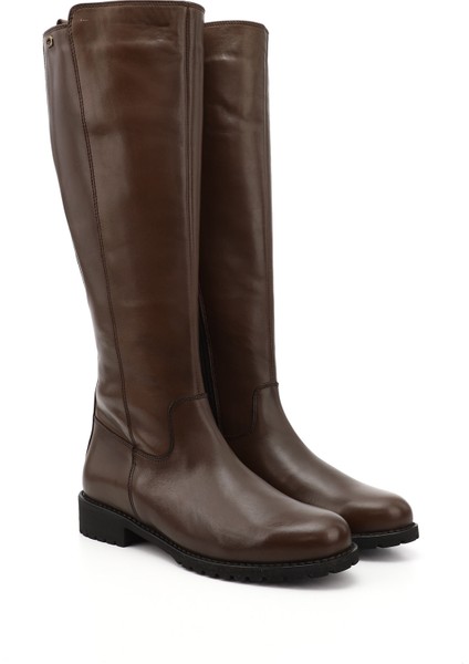 Gön Hakiki Deri Yuvarlak Burun Kauçuk Taban Topuklu Fermuarlı Kadın Günlük Çizme 44551 fiyatları