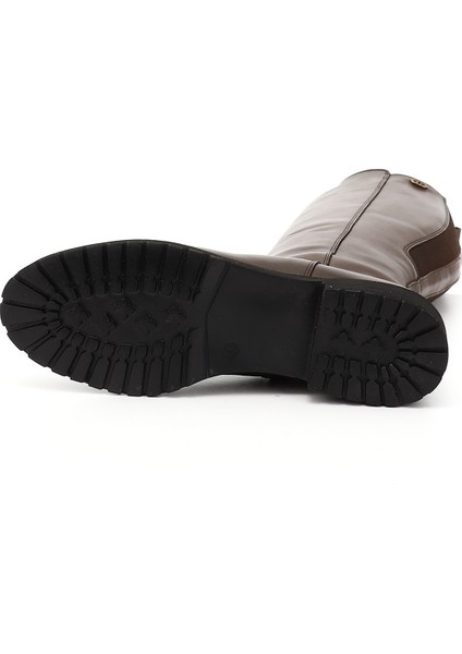 Gön Hakiki Deri Yuvarlak Burun Kauçuk Taban Topuklu Fermuarlı Kadın Günlük Çizme 44551 fırsatları