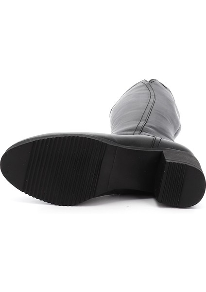Kadın Siyah Fermuarlı Kalın Topuklu Hakiki Deri Çizme indirimleri