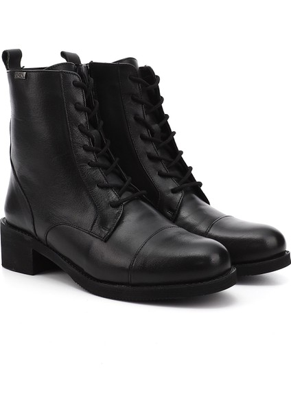 Kadın Siyah Fermuarlı Kauçuk Taban Hakiki Deri Postal Bot fiyatları