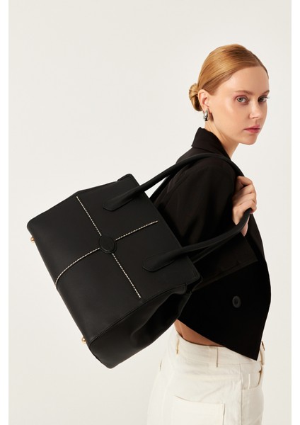 Kadın Siyah Hakiki Deri El ve Omuz Çantası fiyatları