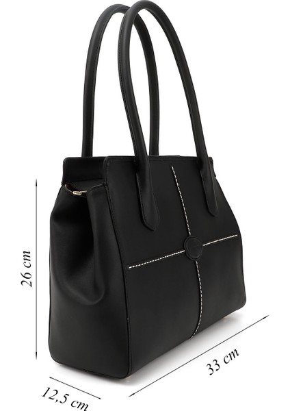 Kadın Siyah Hakiki Deri El ve Omuz Çantası modelleri