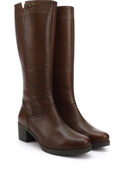 Gön Hakiki Deri Yuvarlak Burun Kauçuk Taban Topuklu Fermuarlı Kadın Günlük Çizme 46529 fiyatları