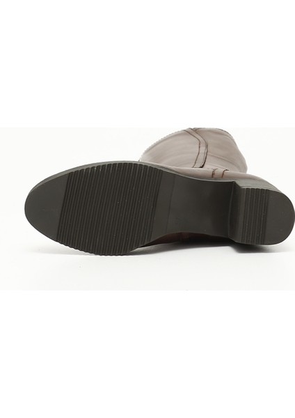 Gön Hakiki Deri Yuvarlak Burun Kauçuk Taban Topuklu Fermuarlı Kadın Günlük Çizme 46529 indirimleri