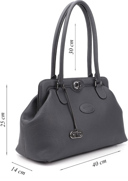 Kadın Gri Hakiki Deri El ve Omuz Çantası modelleri