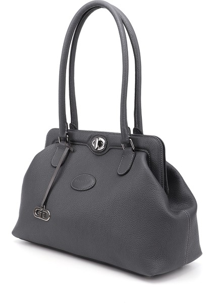 Kadın Gri Hakiki Deri El ve Omuz Çantası fırsatları