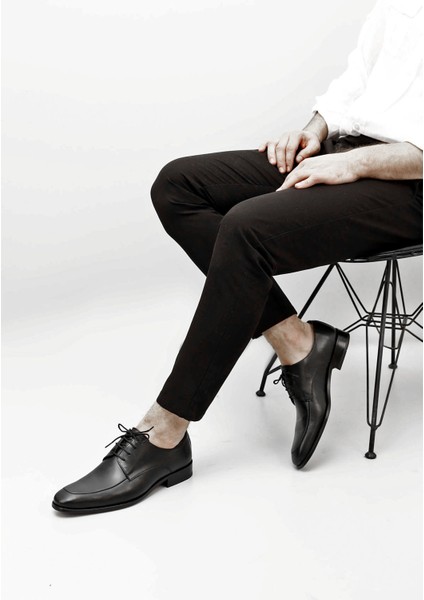 Erkek Siyah Bağcıklı Kösele Taban Hakiki Deri Klasik Ayakkabı fiyatları